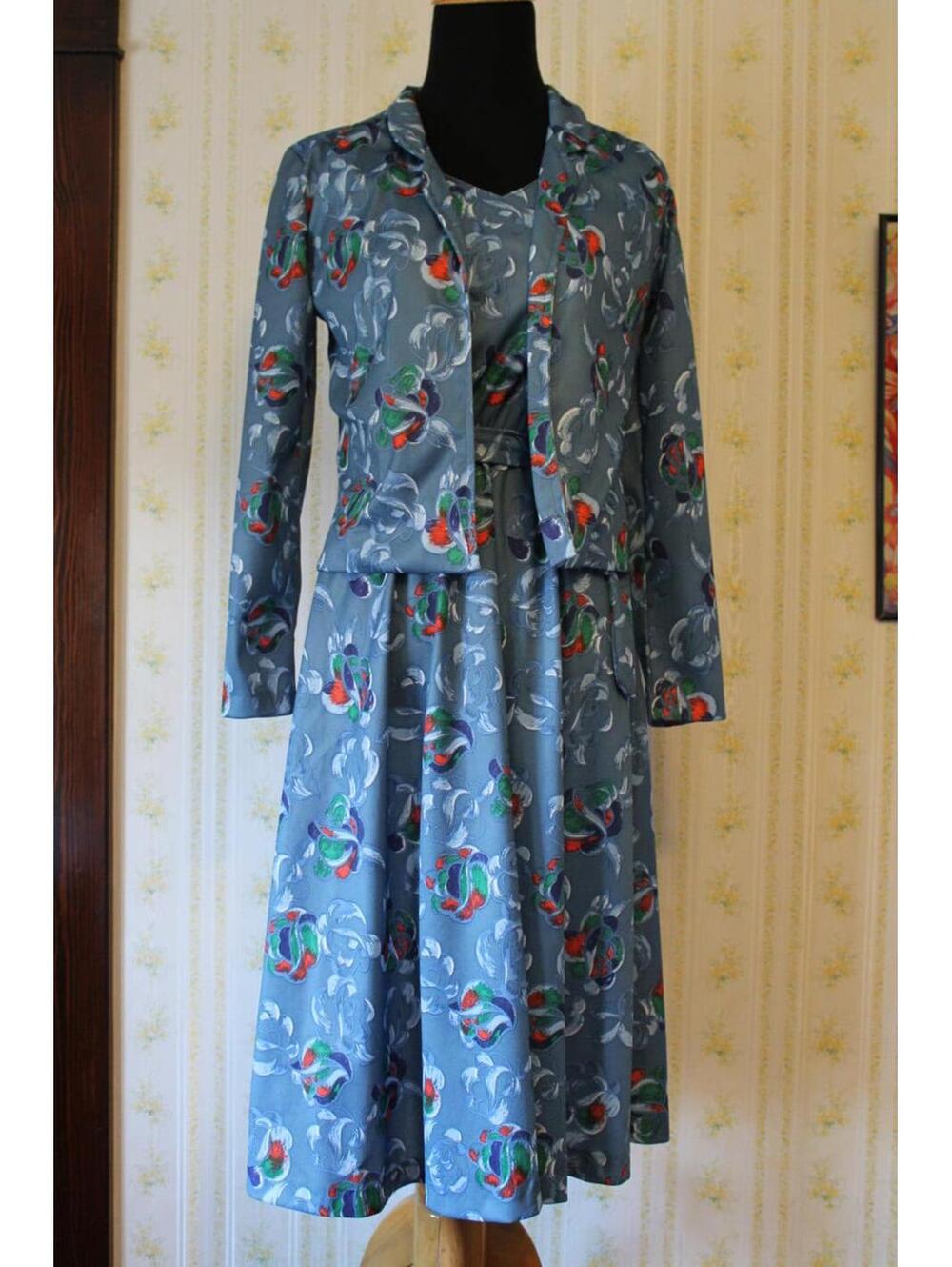 Vintage 1970s Janine Jacket Dress, Petite Small